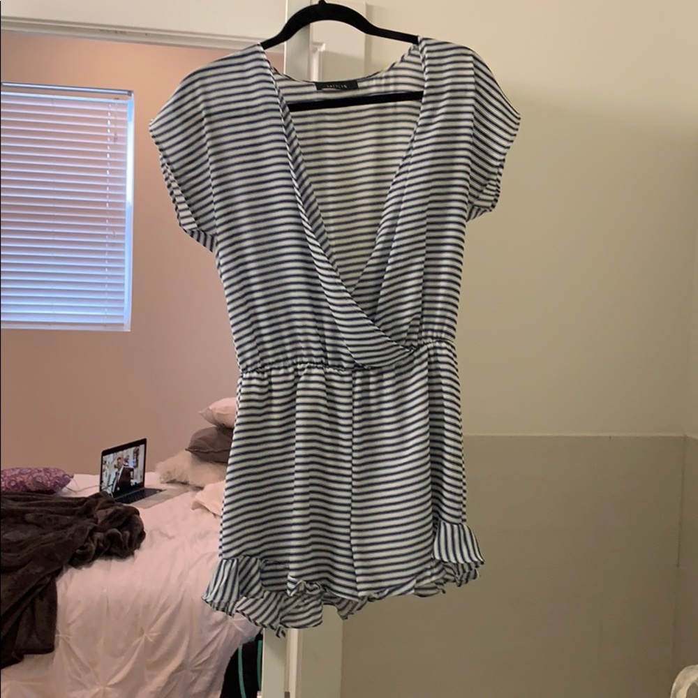 Striped romper with detailing